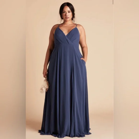SOLD Birdy Gray Kaia Dress Slate Blue Formal Gown Bridesmaid Prom Dress - Picture 3 of 10